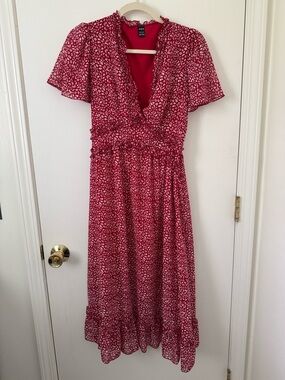 Red Floral Midi Dress - Unbranded